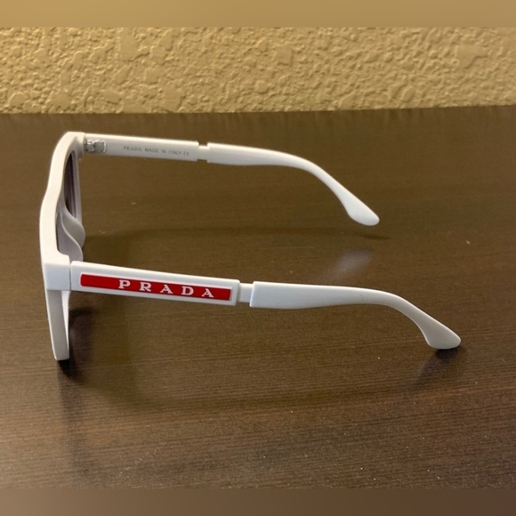 PRADA LINA ROSSA 1998 Edition Rubber White/Blue  Mirrored (Unisex) Sunglasses - Picture 4 of 7